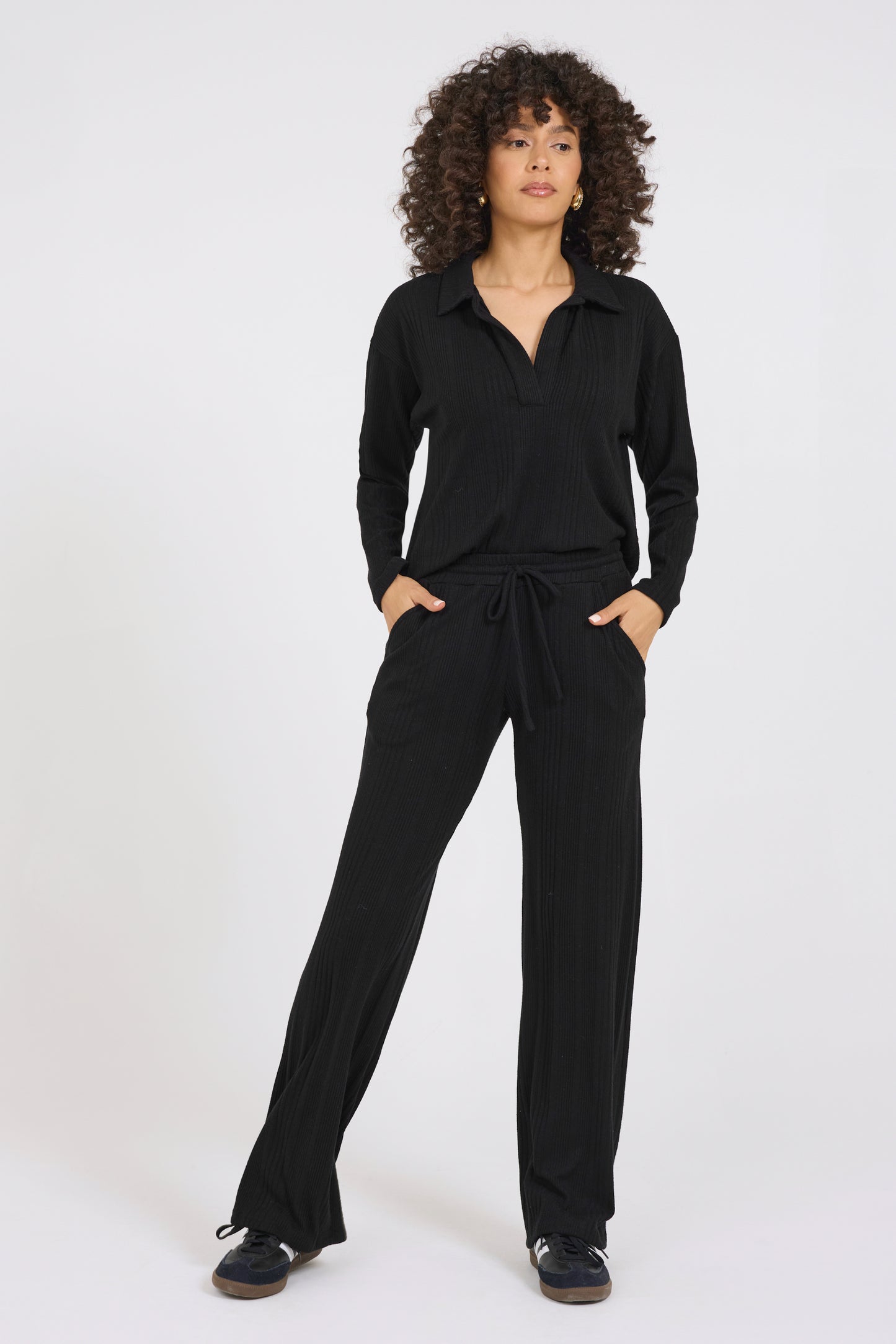 Cozy Variegated Wide Leg Drawstring Pant