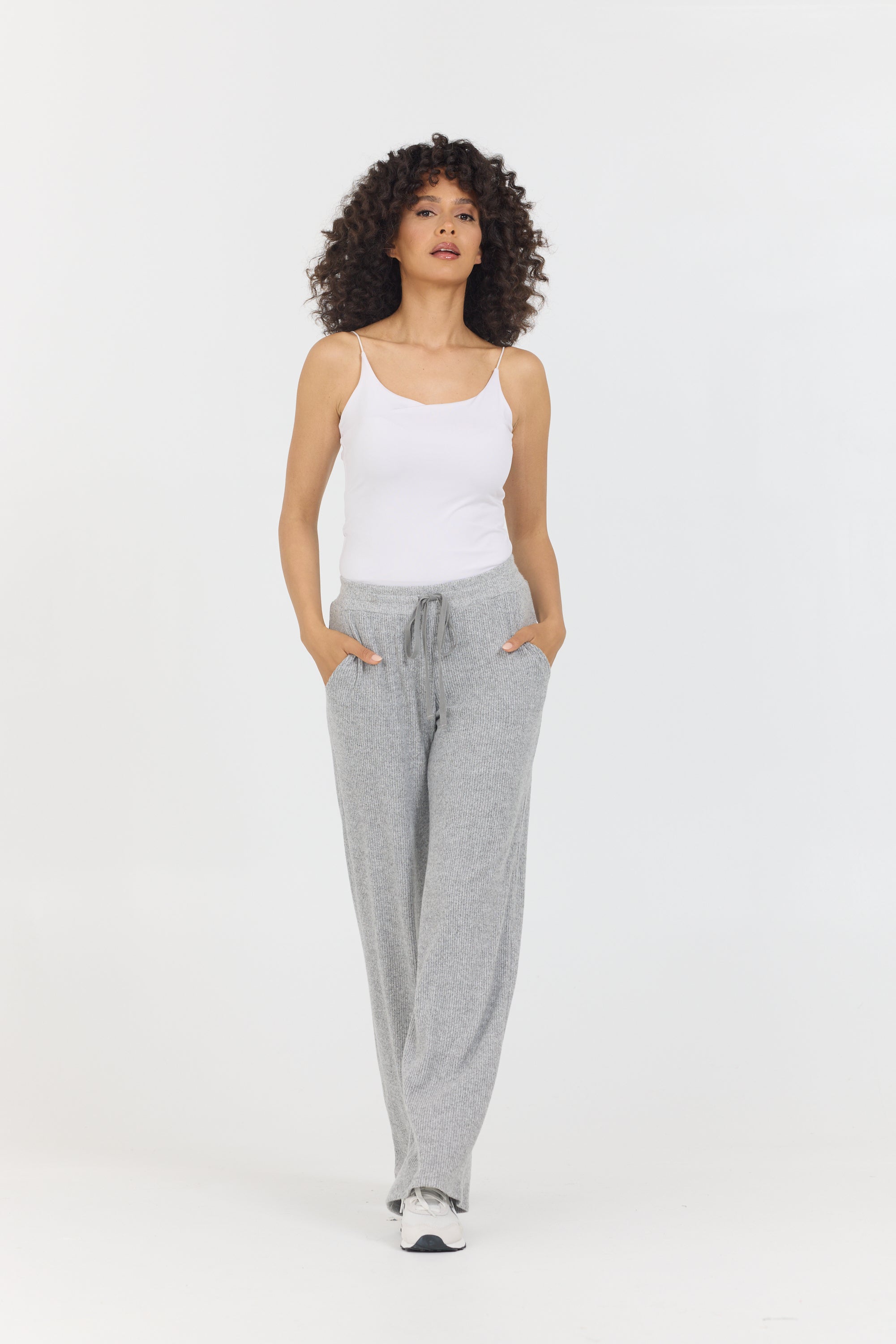 Rhinestone Striped Wide Leg Denim Pant