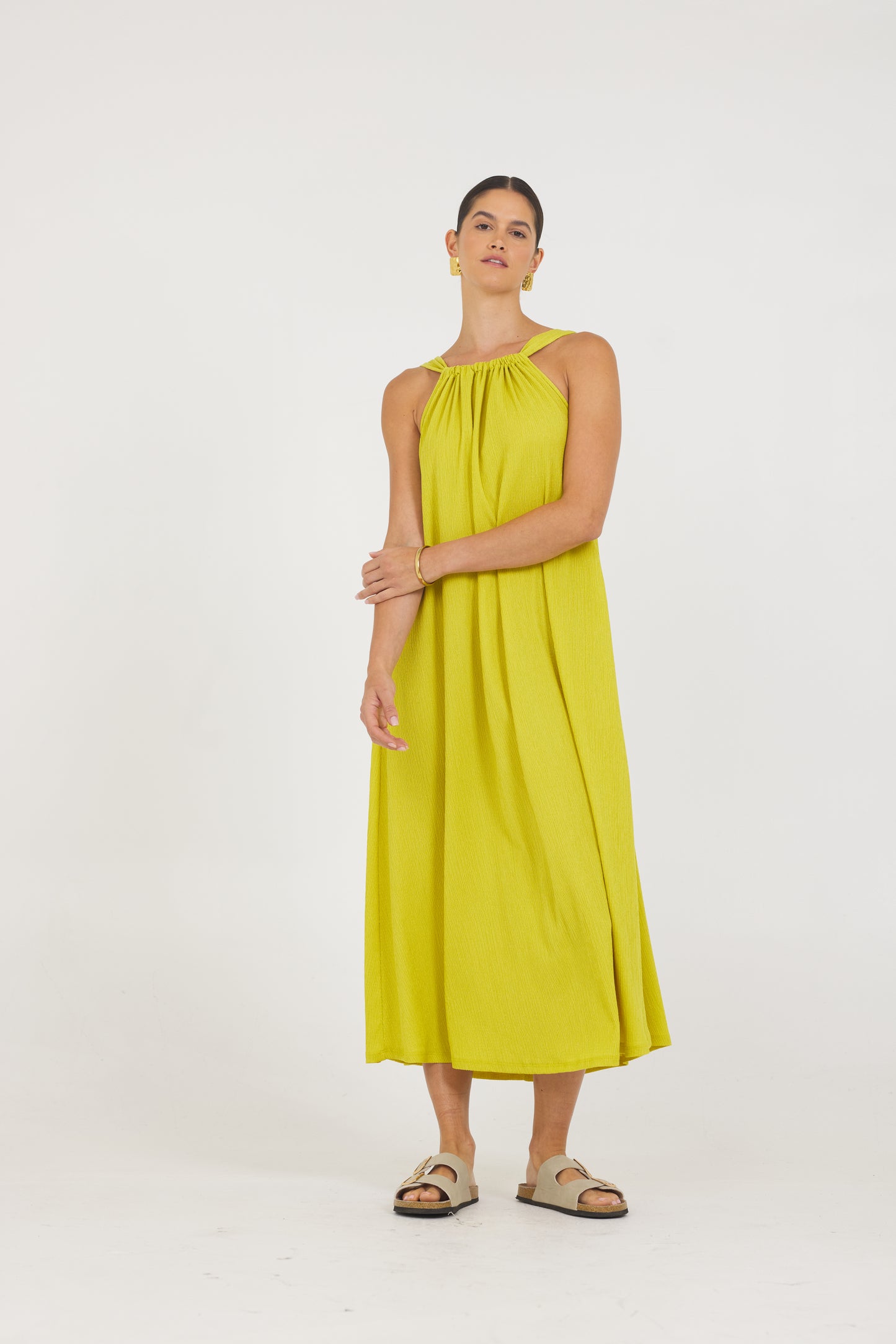 Crinkle Texture Tie Back Maxi Dress
