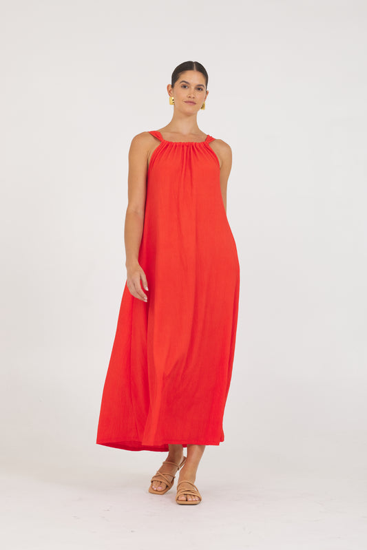 Crinkle Texture Tie Back Maxi Dress
