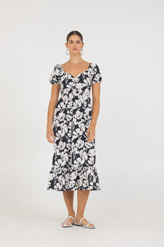 A Crinkle Texture V neck Dress