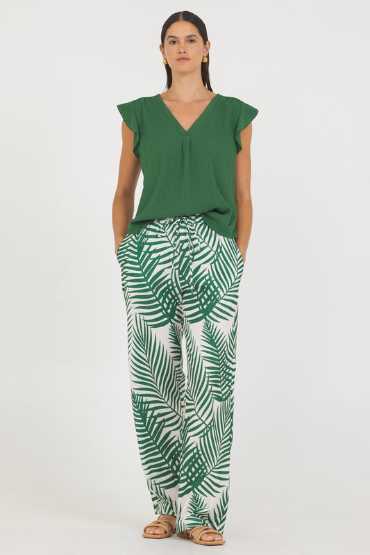 A Crinkle Texture Ruffle Top