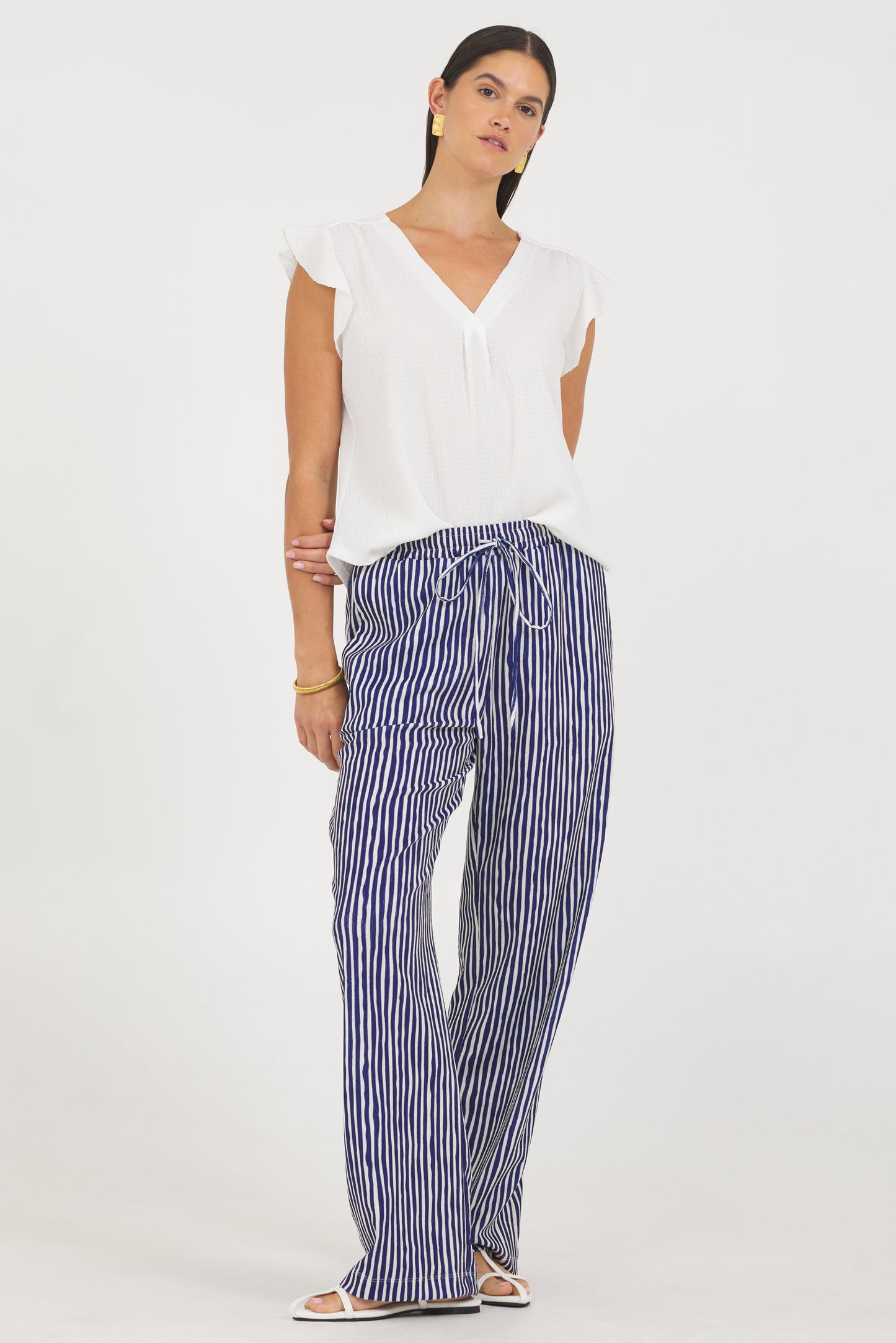 Crinkle Texture Ruffle Top