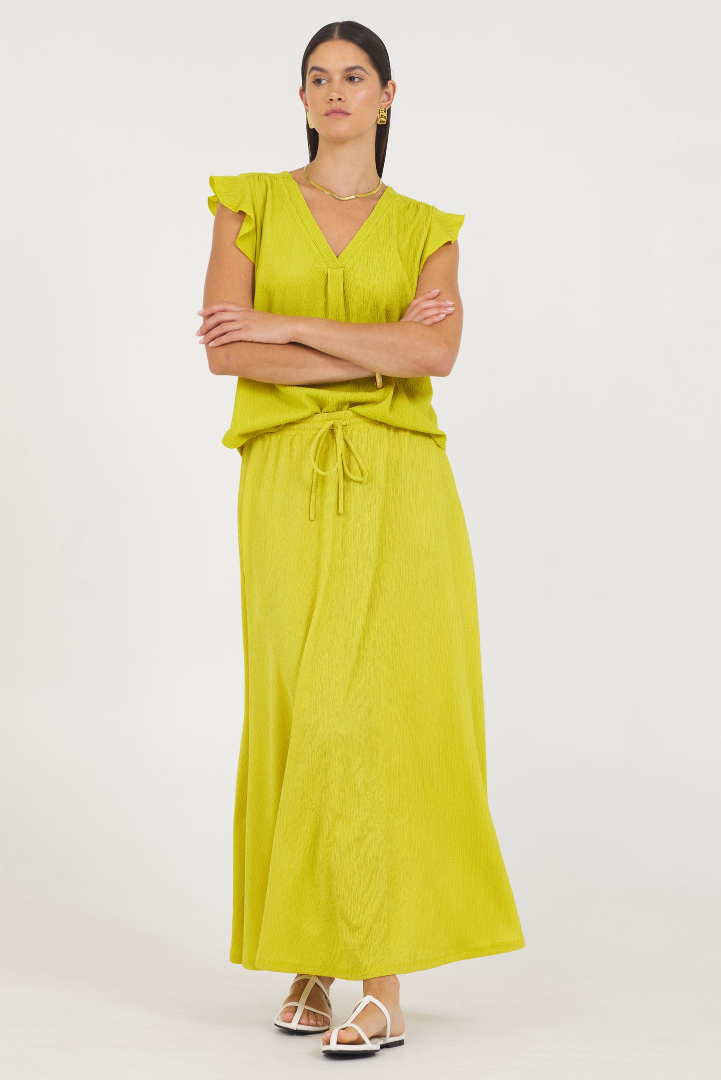 Crinkle Texture A line Maxi skirt