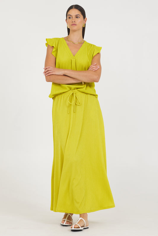 A Crinkle Texture A line Maxi skirt