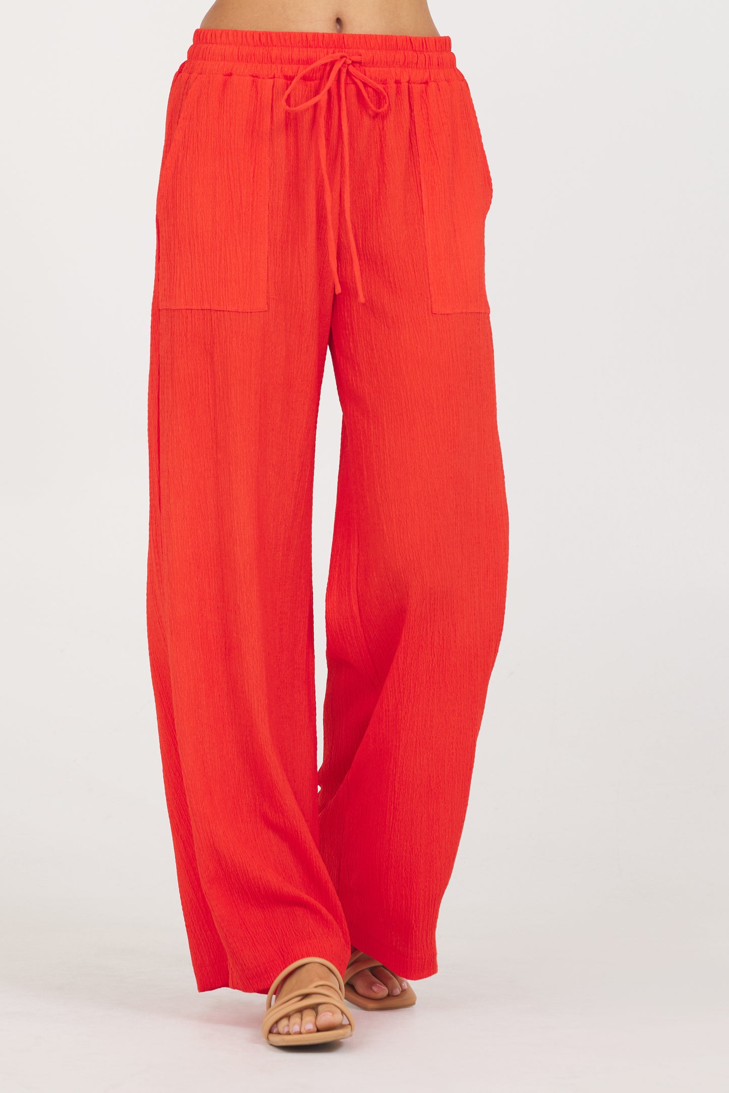 A Crinkle Texture Wide Leg Pant