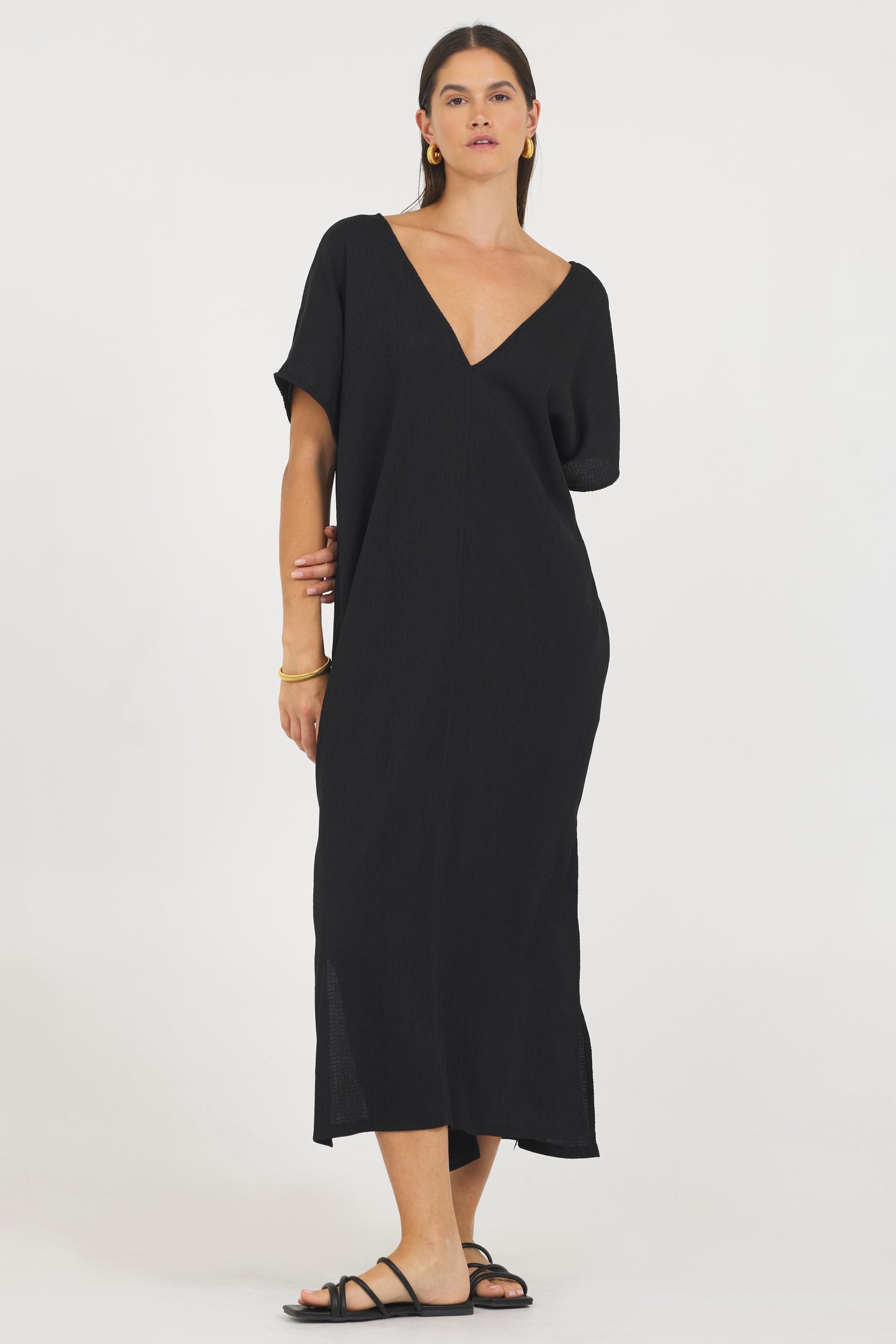 A Crinkle Texture Maxi Dress