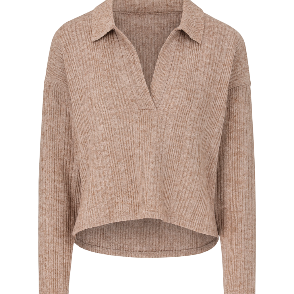 Cozy Variegated Open Polo Top