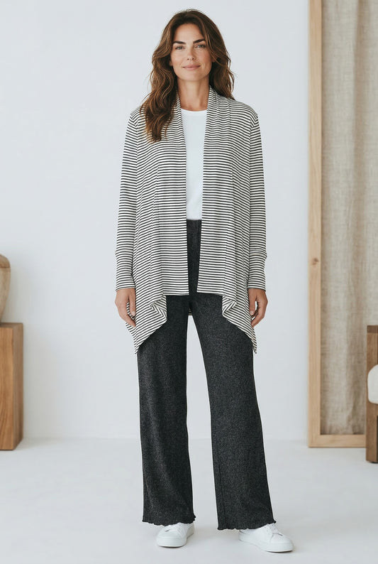 Brushed Cozy Long Sleeve Stripe Over piece