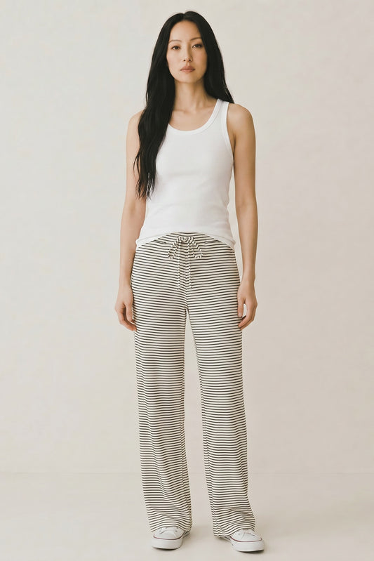 Brushed Cozy Wide Leg Stripe Pant