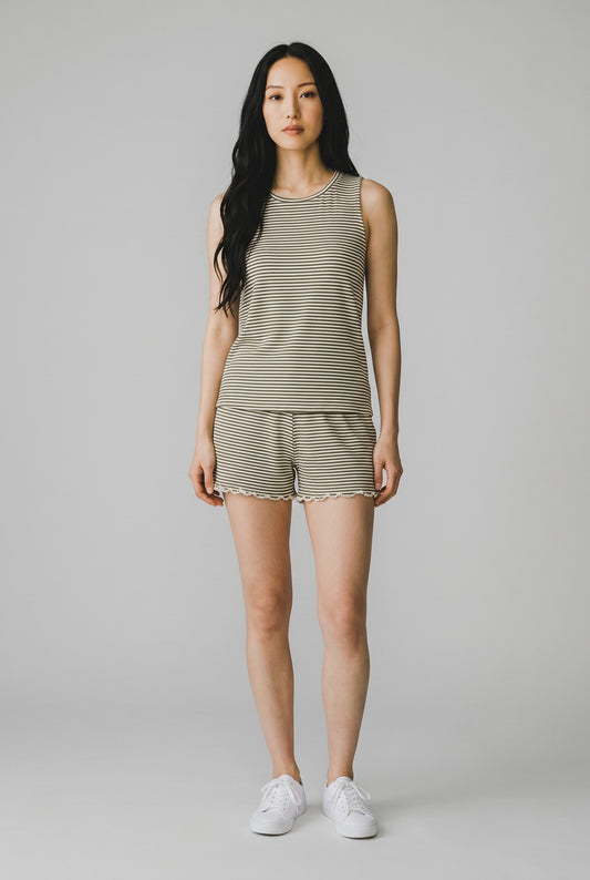 Brushed Cozy Sleeveless Tank Stripe Top