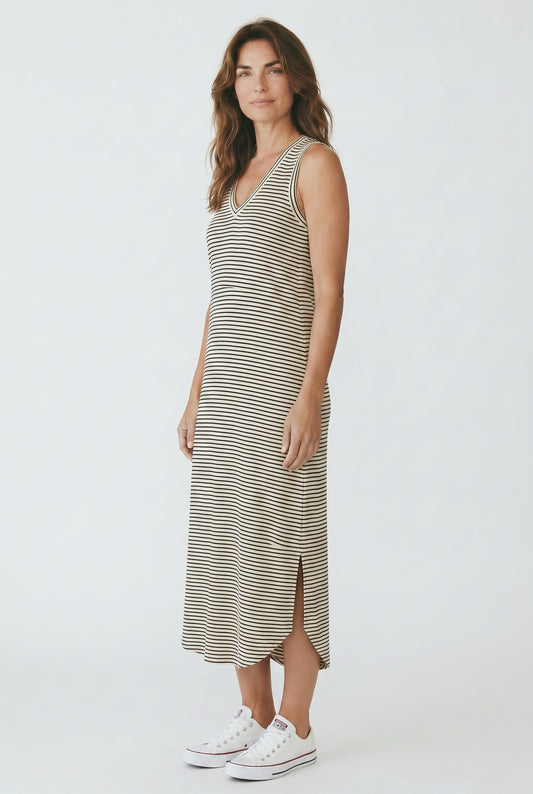 Brushed Cozy Sleeveless Stripe Dress
