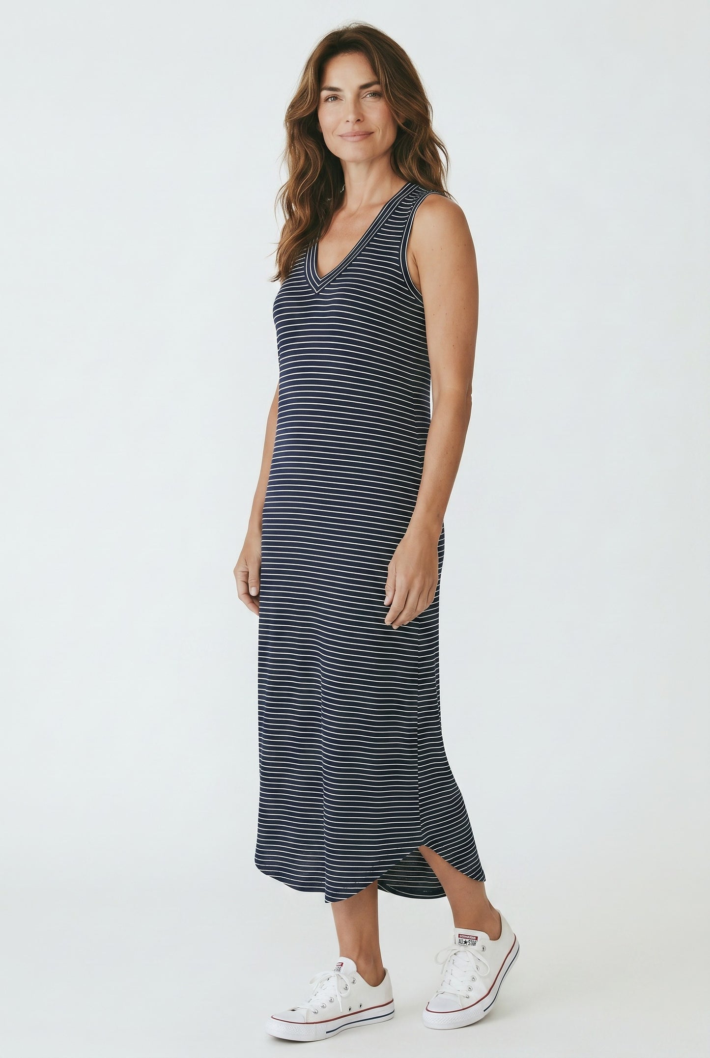 Brushed Cozy Sleeveless Stripe Dress